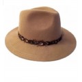 Celebrity Long Brim Wool Fedora with Feather Trim - Pecan